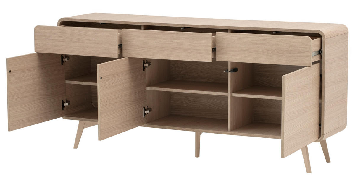 SIDEBOARD Eiche natur, Kommode 180 x 84 cm, Elverum - Eichefarben/Naturfarben, Holz/Holzwerkstoff (180/84/39cm) - Furn.Design
