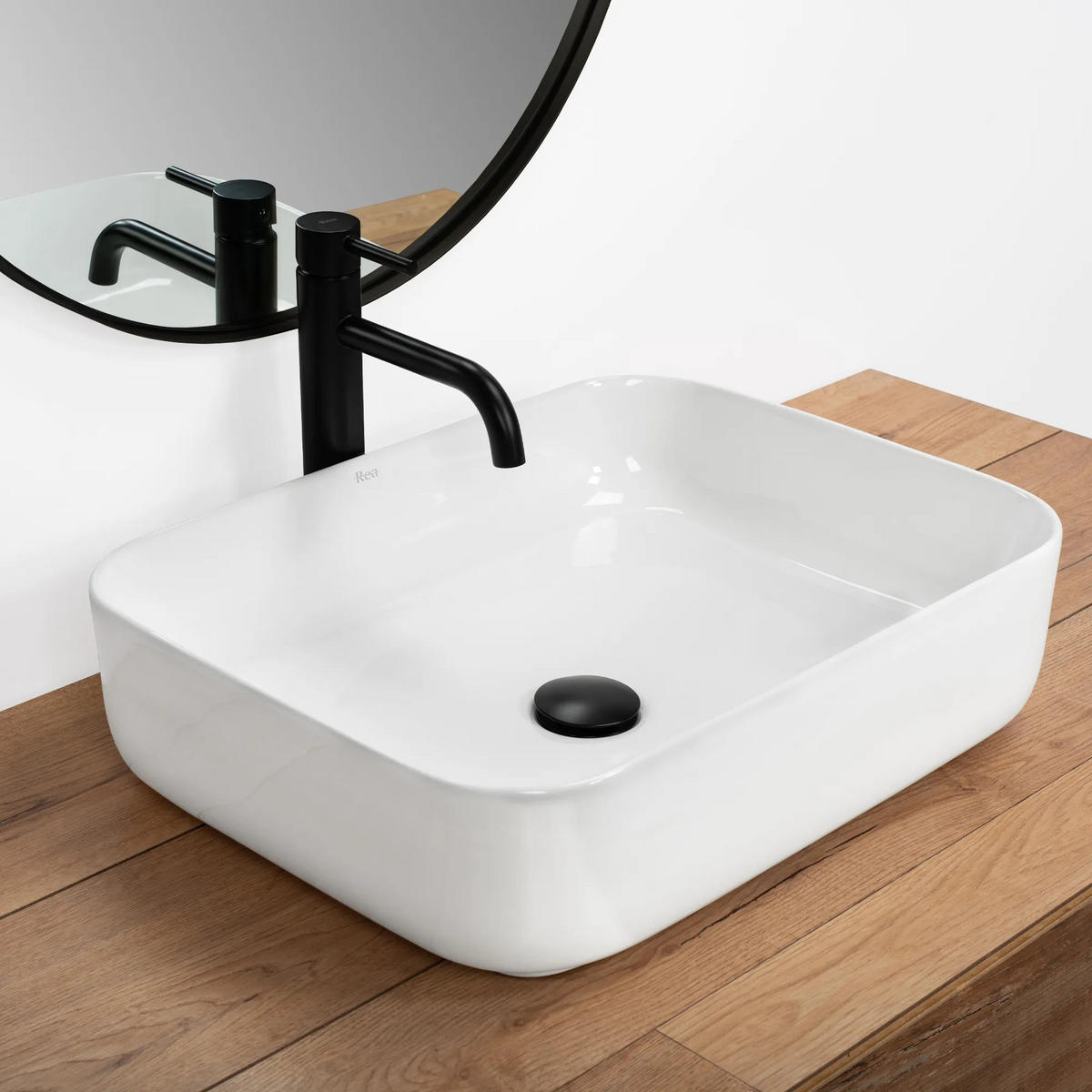 AUFSATZWASCHBECKEN Rea Demi Slim - Weiß, Keramik (39/13.5/51cm) - REA