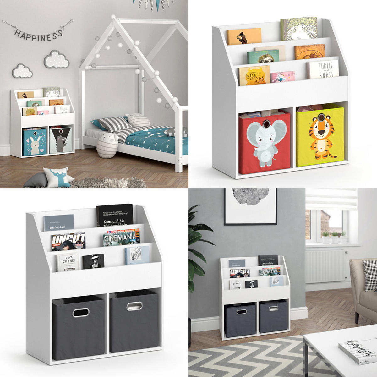 KINDERREGAL Luigi Weiß 72 x 79 cm Ohne Faltboxen - Weiß, Holzwerkstoff (72/79/30.7cm) - Vicco