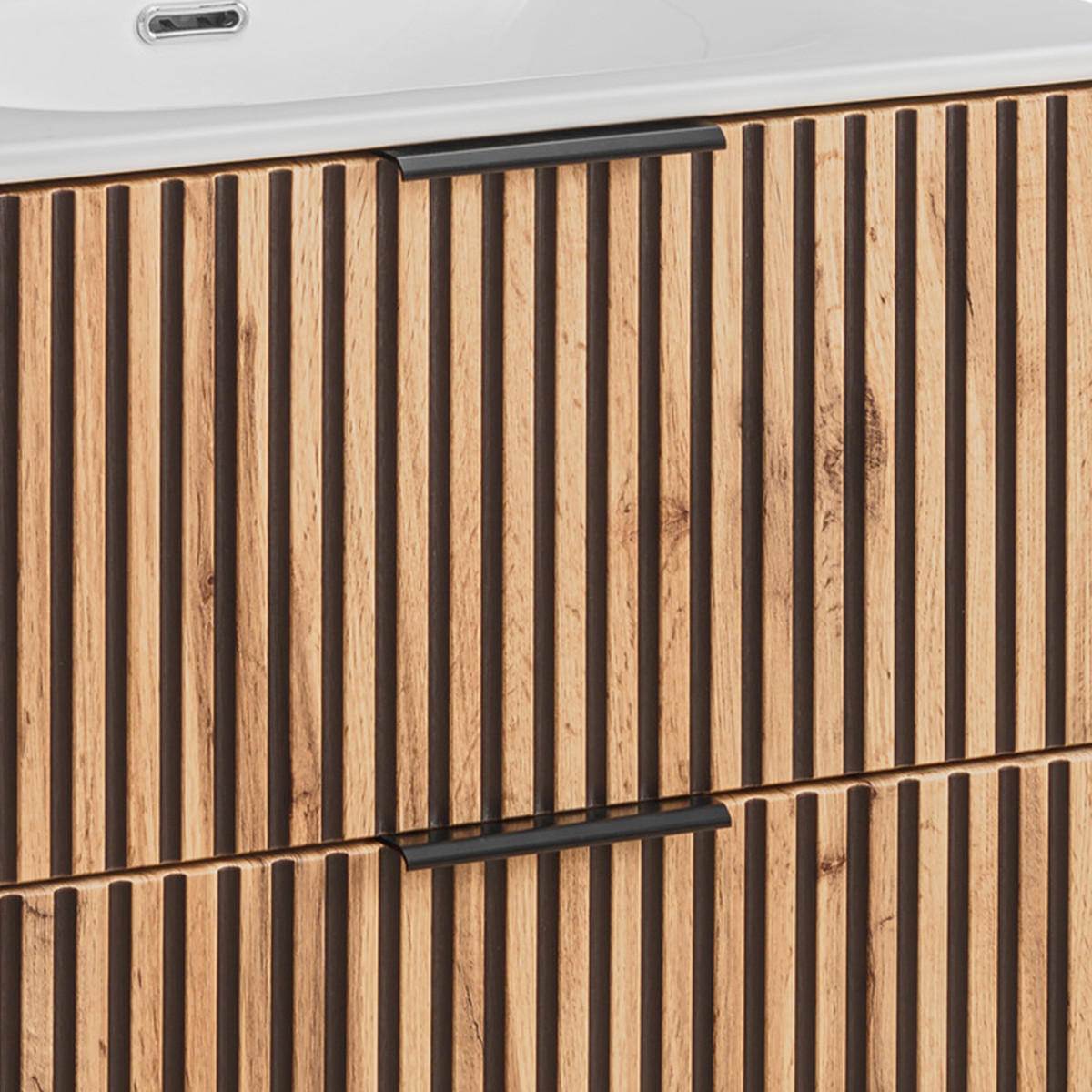 WASCHTISCH 80.2cm Gaia Holz in Eichenoptik und Schwarz - Schwarz, Holzwerkstoff (80.2/57/46cm) - Petits-meubles