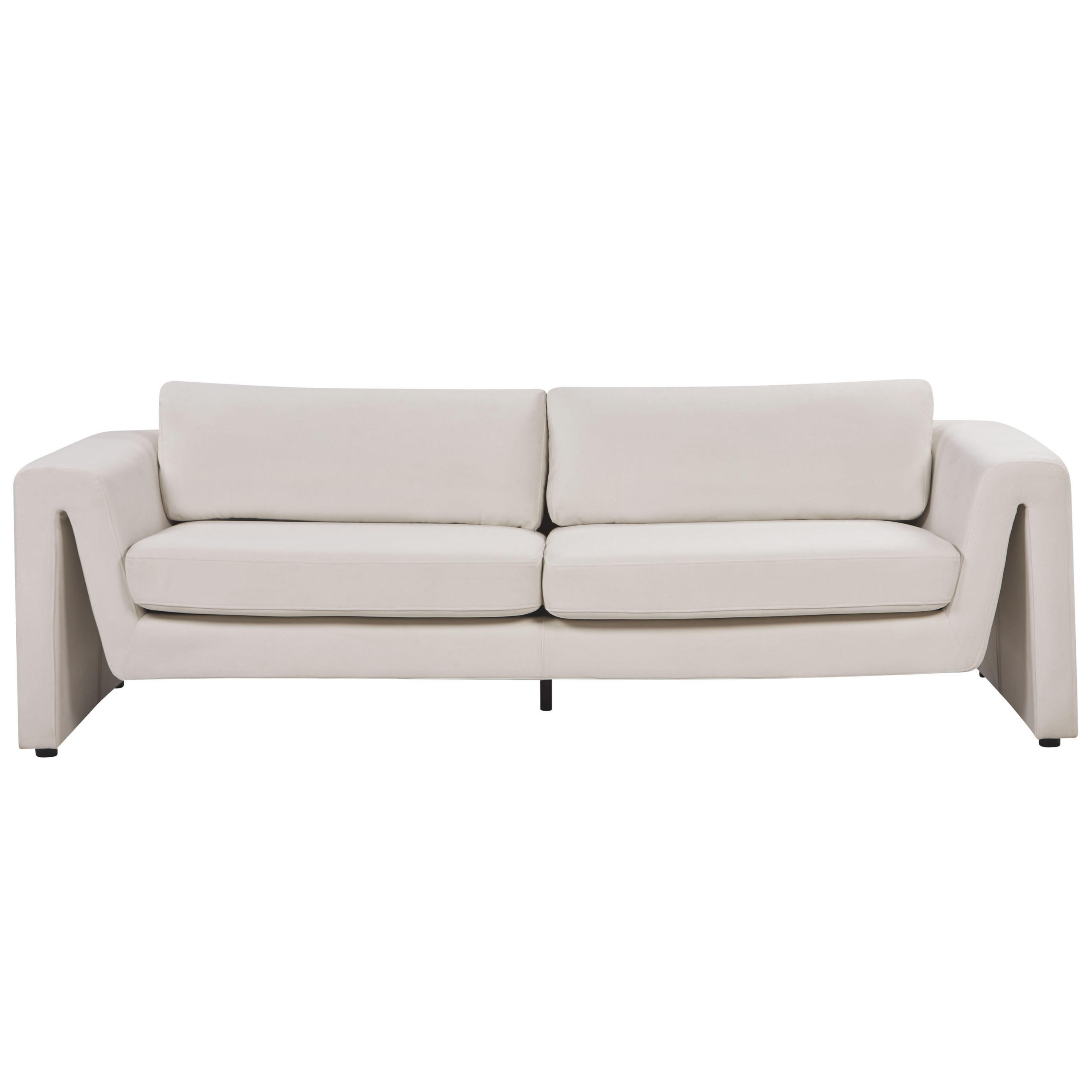 3-SITZER-SOFA Samtstoff hellbeige Maunu - Beige/Schwarz, Textil (237/76/83cm) - Beliani