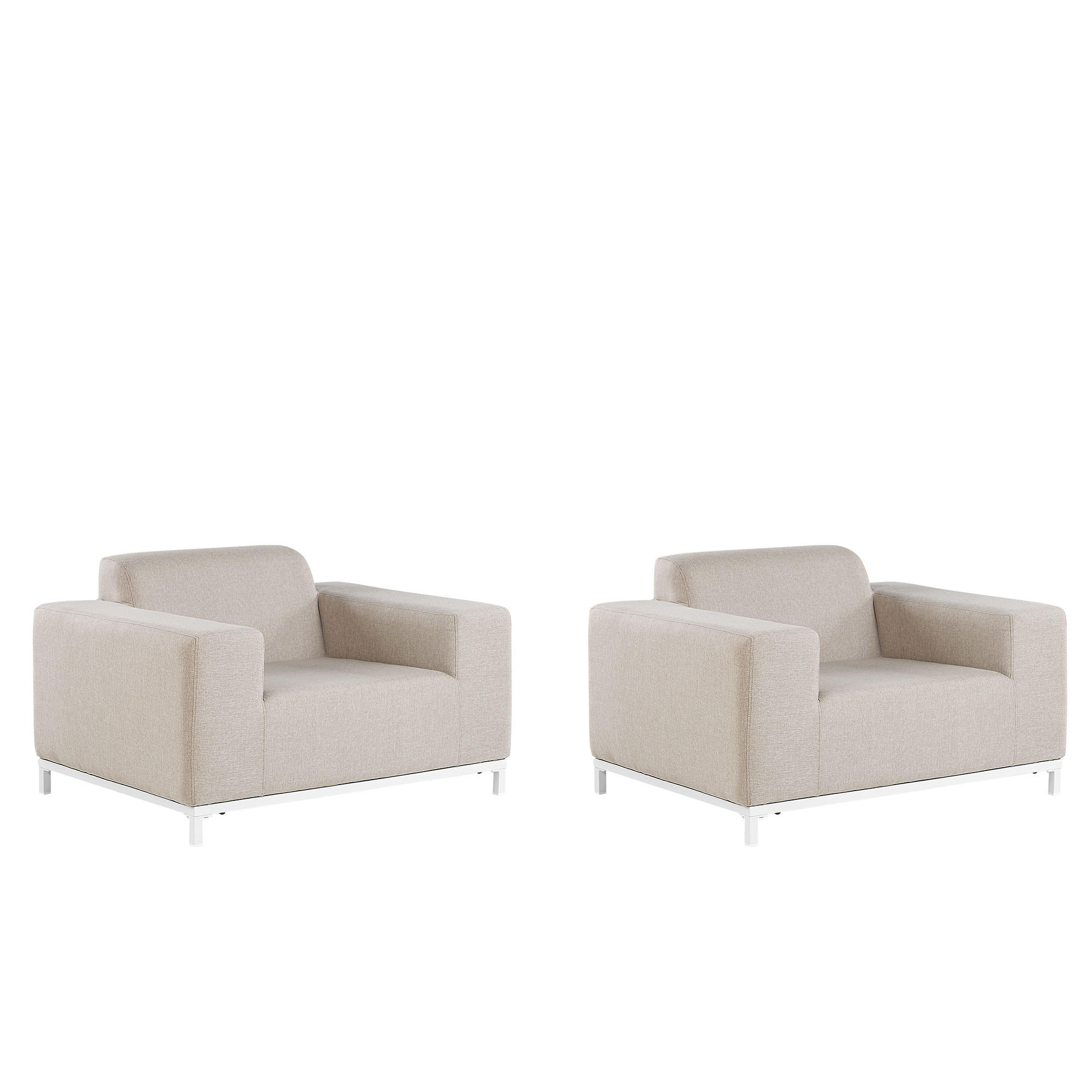 GARTENSESSEL 2er-SET beige/weisses Gestell Rovigo - Beige/Weiß, Textil (105/68/84cm) - Beliani