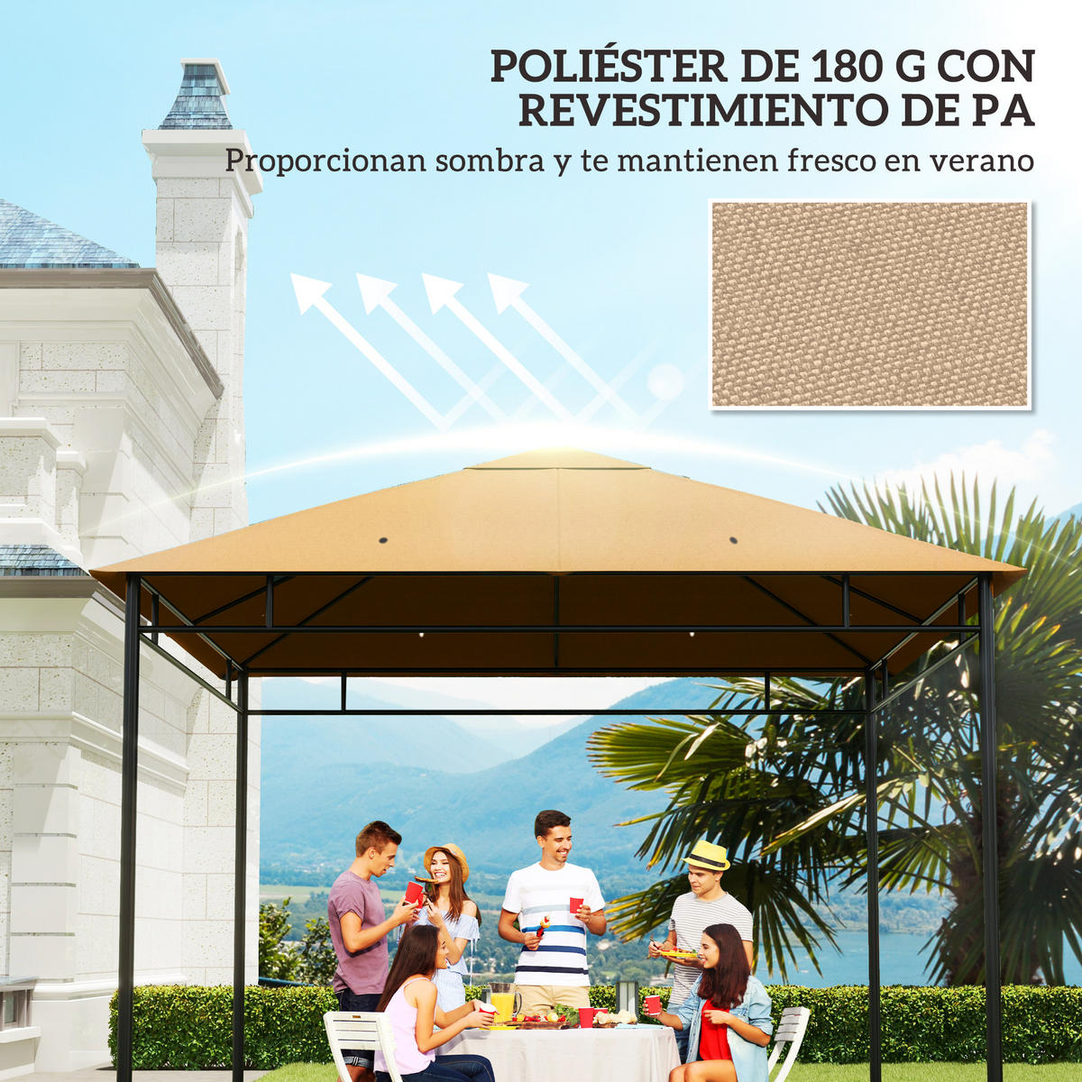 ERSATZDACH, 300x300 cm für Pavillon mit 8 Entwässerungslöchern, beige - Multicolor, Kunststoff (298/295cm) - FORIOUS
