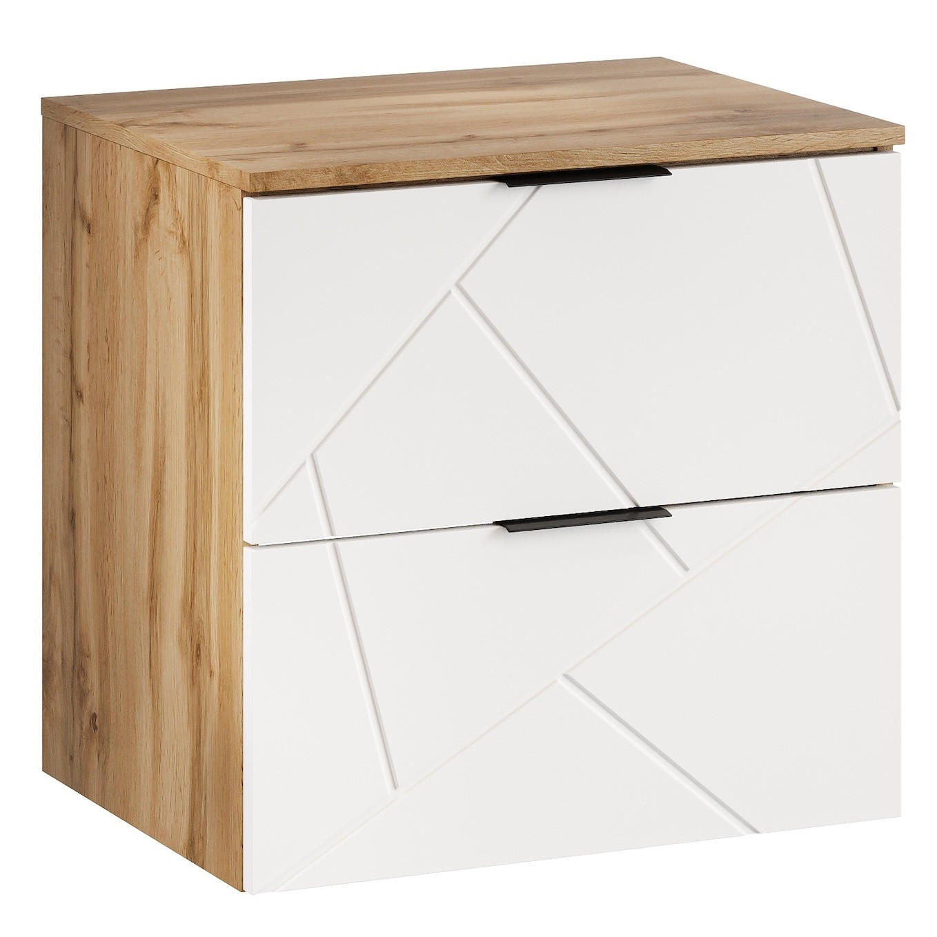 WASCHBECKENUNTERSCHRANK Manello 2 Schubladen Eiche mit Matt Weiß - 60 x 46 x 58 cm - Eichefarben/Weiß, Holz (60/58/46cm) - Badplaats