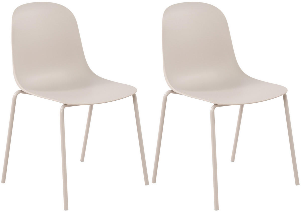 STAPELSTUHL 2er Set Kunststoff Hellgrau - Hellgrau, Kunststoff/Metall (51/85/53cm) - CLP
