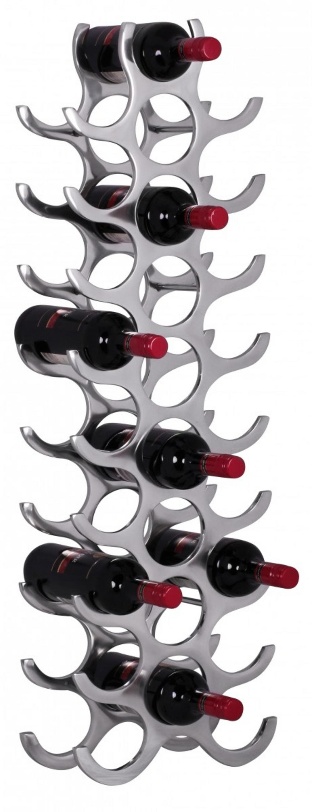 WEINREGAL Aluminium Modern Stil für 27 Flaschen stehend schmal 31x98x14cm - Silberfarben, Metall (31/98/14cm) - KADIMA DESIGN