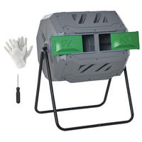 KOMPOSTBEHÄLTER DE-10334 160 L drehbar mit 2 Kammern Grau - Grau, Metall (64/96/71cm) - ComfortXL