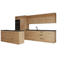 KÜCHENZEILE 360 cm - Langen K104-M360 - in Artisan Eiche - Schwarz/Eiche Artisan, Holz/Holzwerkstoff (360/212/60cm)