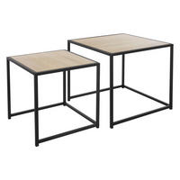 BEISTELLTISCH quadratisch Schwarz 40/40/40cm / 50/50/45cm 2er Set - Schwarz, Metall (40/40/40cm) - ML-DESIGN