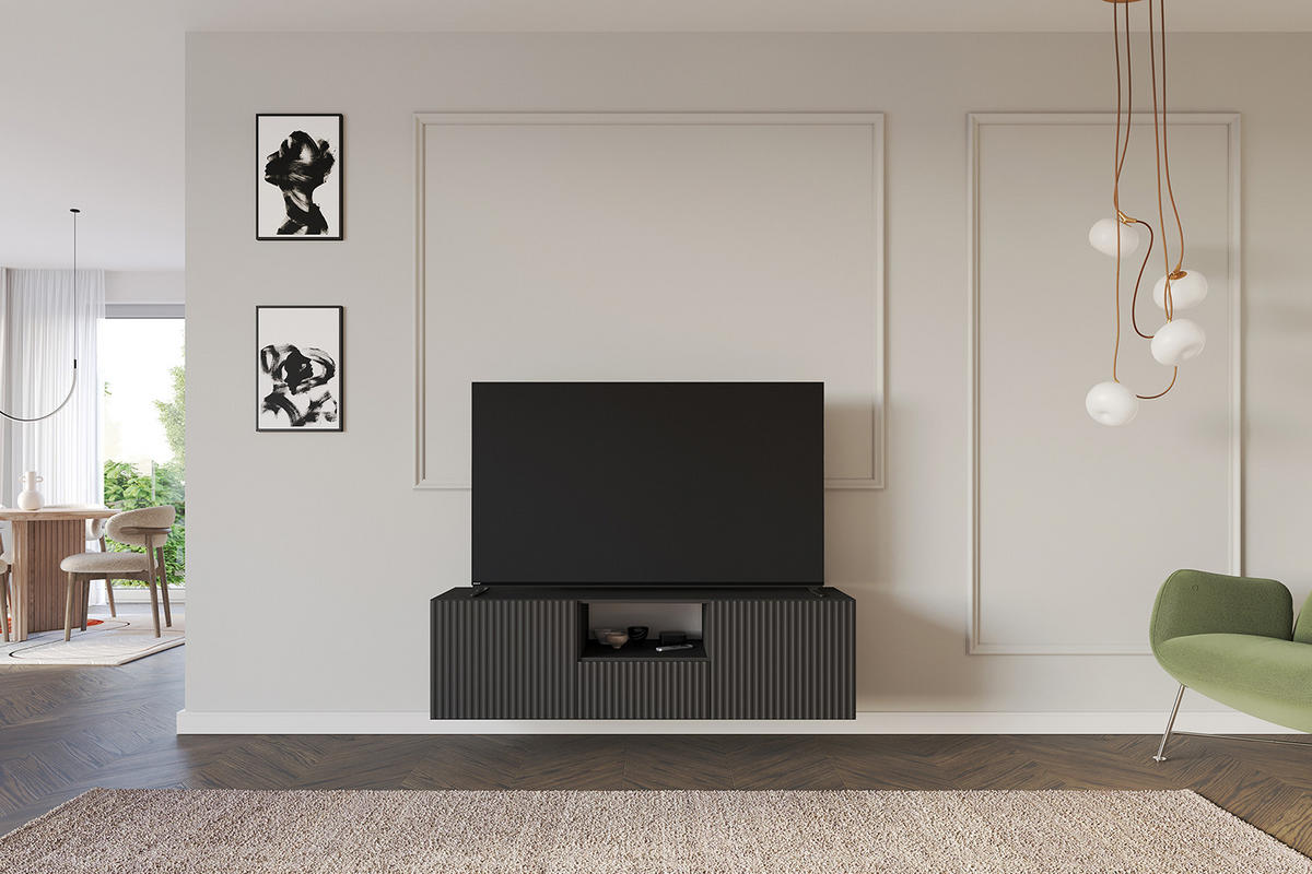 LOWBOARD NOA-2-W 140x40x41 cm - Schwarz - Schwarz, Holzwerkstoff (140/40/41cm) - ALTDECOR