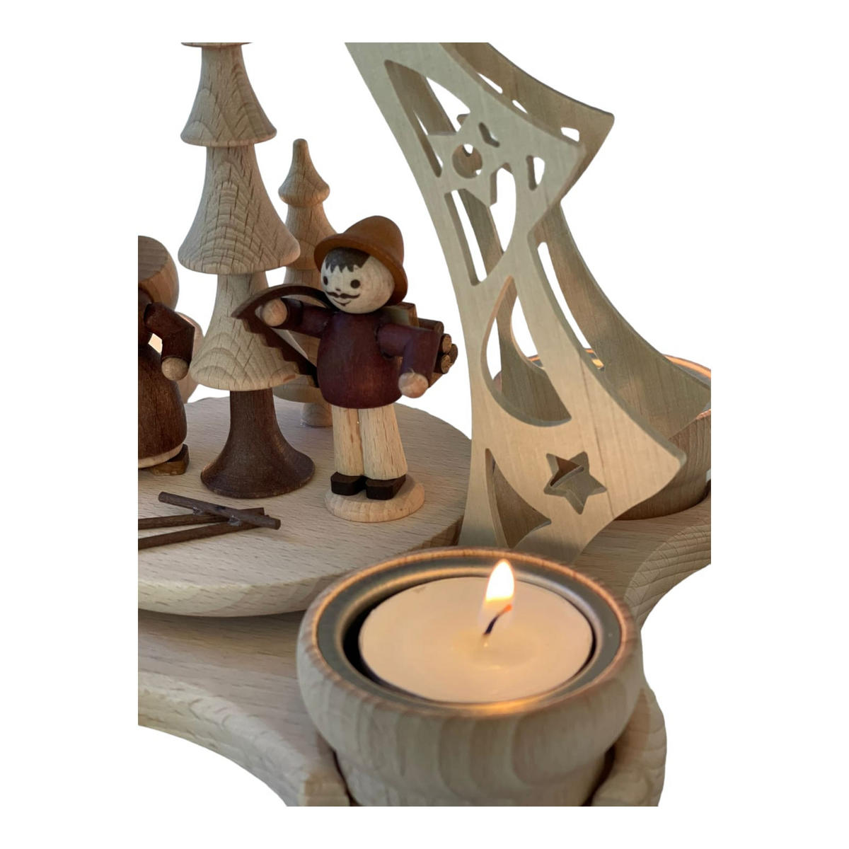 PYRAMIDE Waldfiguren für 4 Teelichter 20/19/23 cm - Multicolor, Holz (19/23/20cm)
