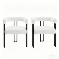 ARMLEHNSTUHL-SET DE-36140 2 Stück mit Chenille-Bezug Creme - Creme, Metall (53/72/61.5cm) - ComfortXL