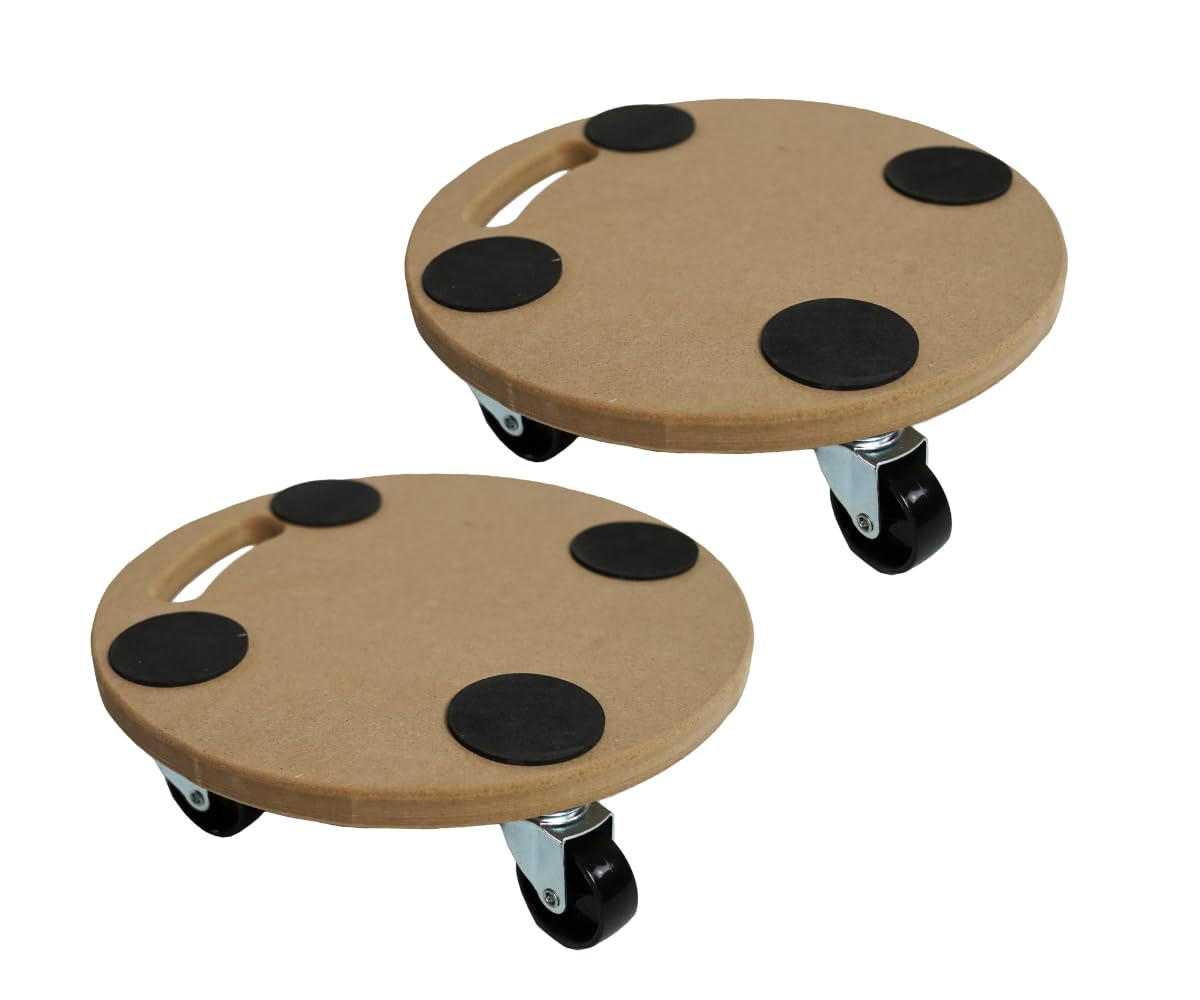 TRANSPORTROLLER mit 4 Rollen Rund 11x30x30 cm Traglast 100kg MDF Holzplatte Braun 2 Stück - Braun, Holzwerkstoff (30/30/11cm) - PROREGAL