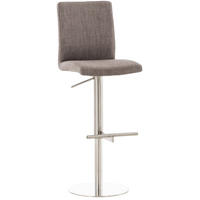 BARHOCKER Cathy, Gestell Edelstahl, Stoff Grau - Chromfarben/Grau, Textil/Metall (40/100/49cm) - TPFLiving