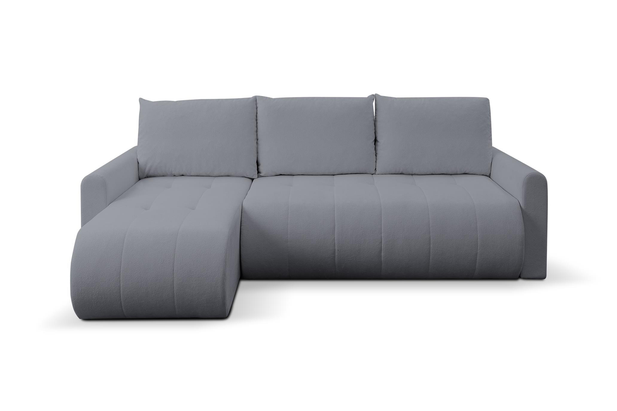 ECKSOFA Sprento Dunkelgrau, aus Boucle-Stoff, mit Schlaffunktion und Bettzeugfach - Dunkelgrau, Holzwerkstoff/Textil (230/149cm) - Bettso