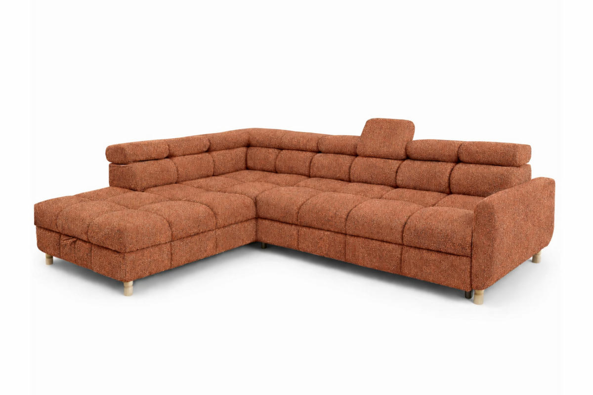 ECKSOFA - BUN - Dunkelorange - Arena 9 - Links - Dunkelorange, Holzwerkstoff (276/209cm) - Möblo