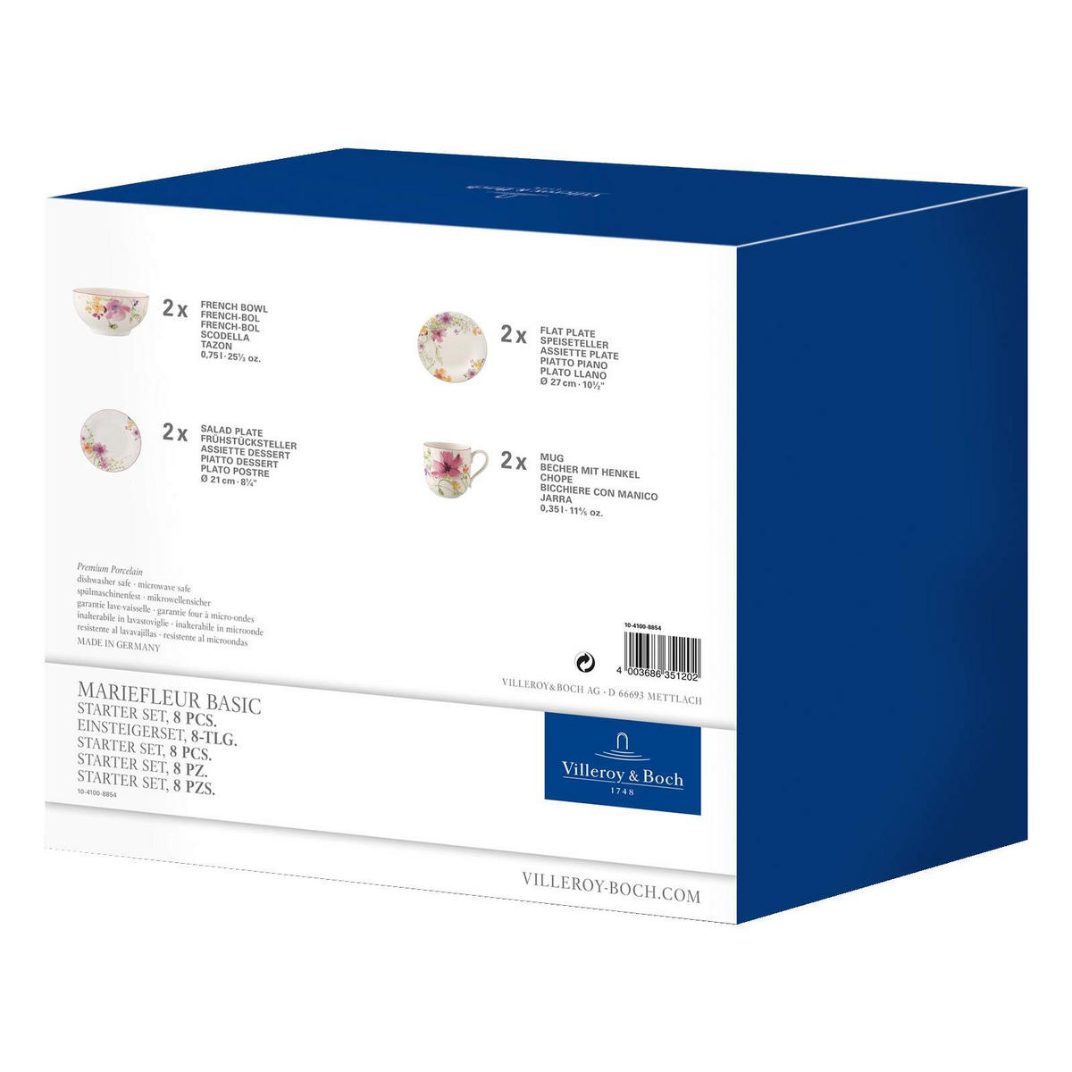 KOMBI-SET Mariefleur Basic bunt 8-tlg. - Multicolor, Keramik (2/2/2cm) - Villeroy & Boch