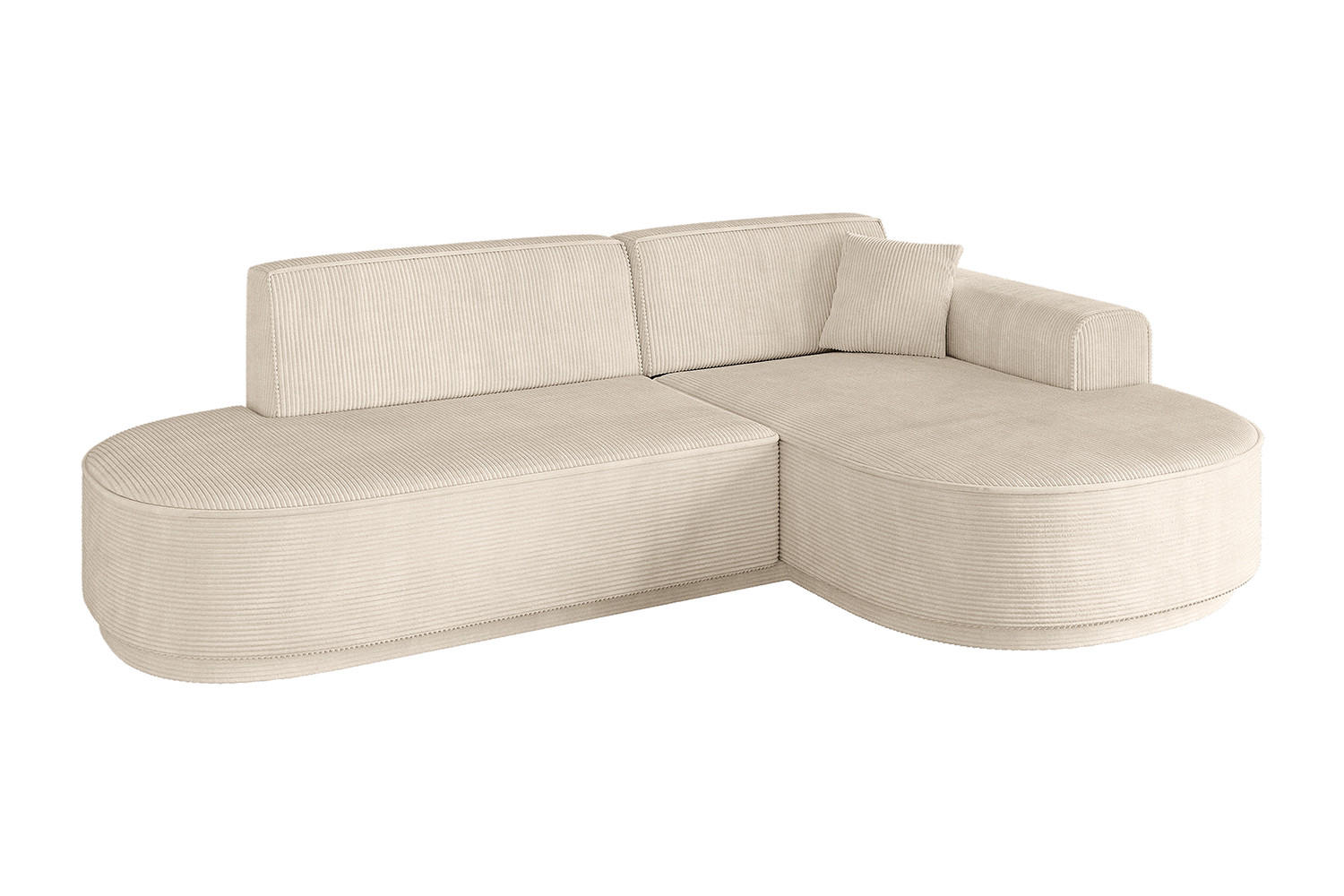 ECKSOFA Ottomane Rechts MARI-L1 - 232x163x81 cm Beige Cord - Beige/Schwarz, Holzwerkstoff/Kunststoff (234/163cm) - ALTDECOR