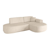 ECKSOFA Ottomane Rechts MARI-L1 - 232x163x81 cm Beige Cord - Beige/Schwarz, Holzwerkstoff/Kunststoff (234/163cm) - ALTDECOR