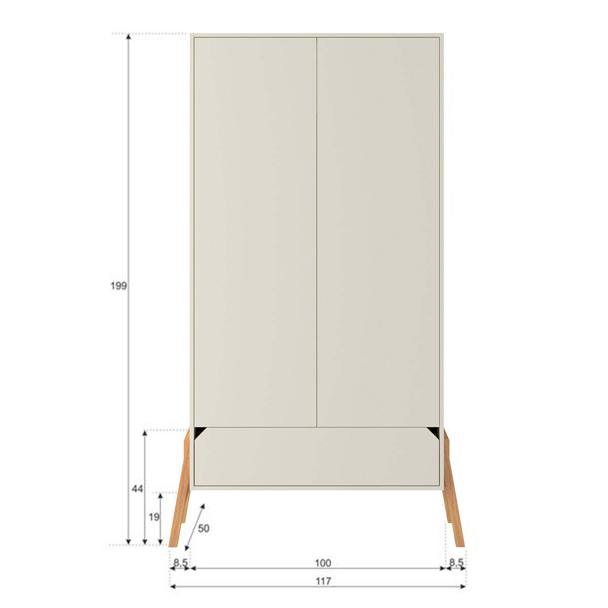 SKRIŇA 2 dvere Kašmír - béžová, kompozitné drevo (117/199/50cm) - Petits-meubles