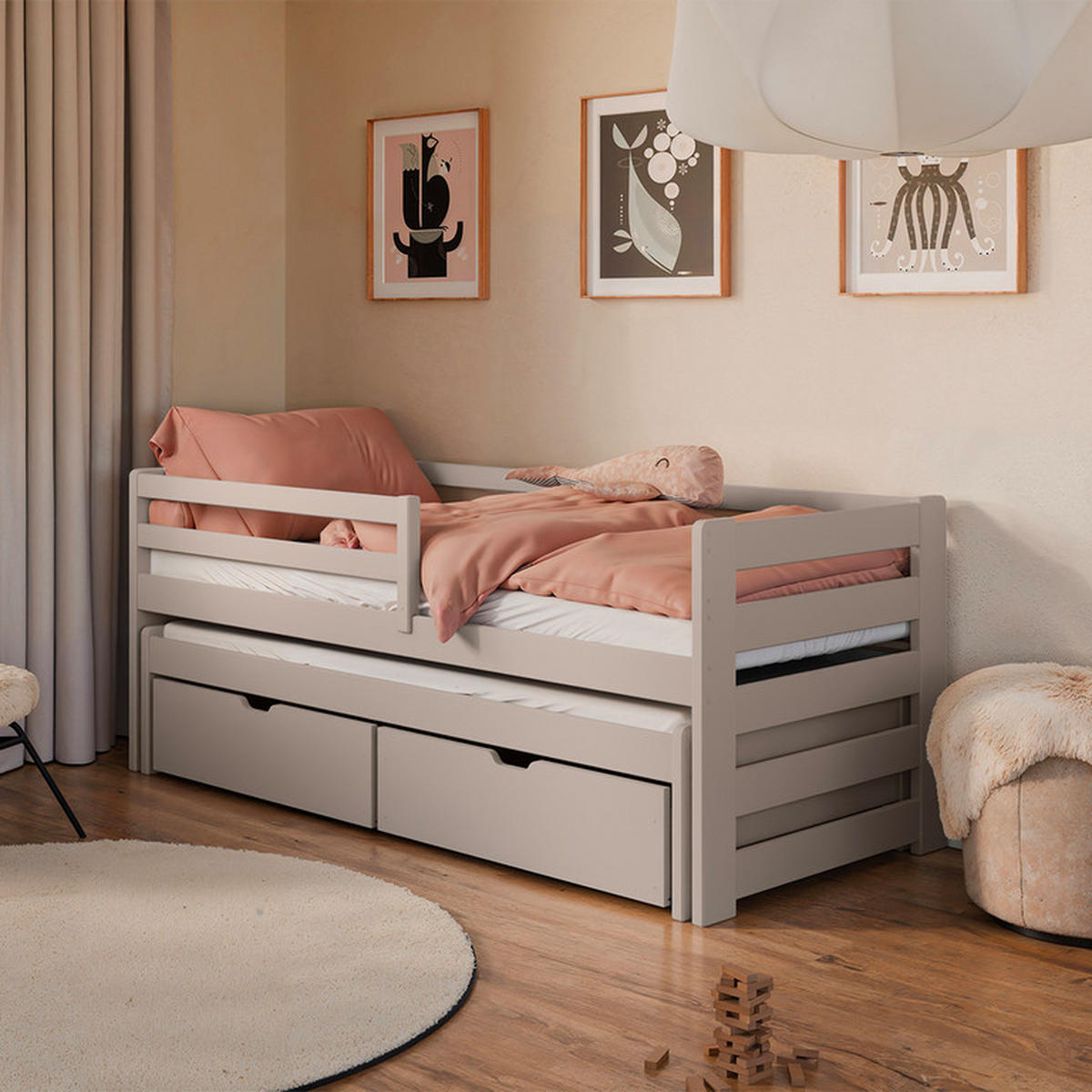 KREVET 90/200 Jordan Kašmir - bež, drvni materijal (90/200cm) - Petits-meubles