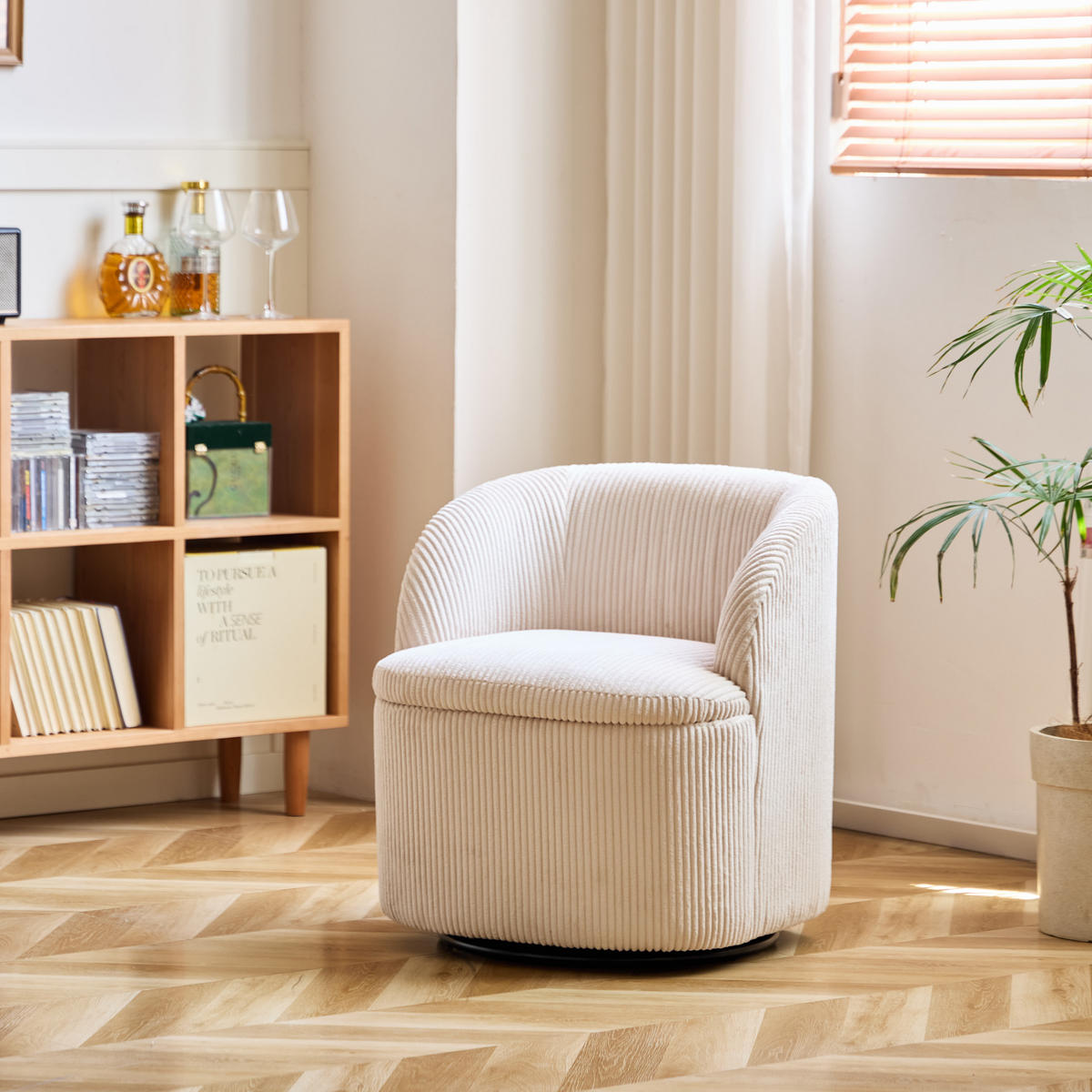 SESSEL Samt Beige - Beige, Textil (61/69/62.5cm) - Nordlys