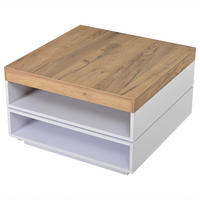 COUCHTISCH Weiß/Holzoptik 65/65/40 cm mit 360°-Drehfunktion und LED - Weiß, Holzwerkstoff (65/65/40cm) - PANGIVO