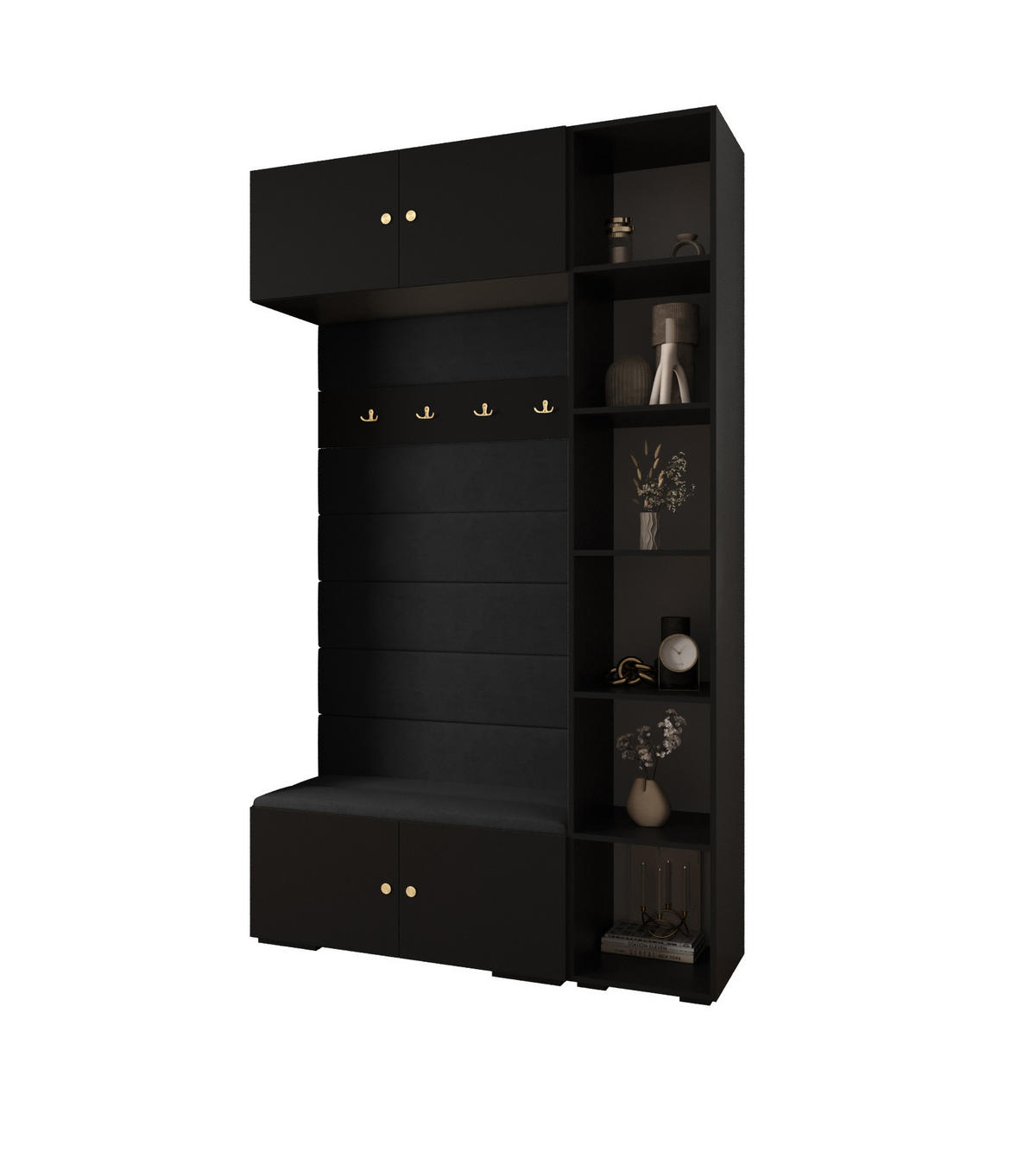 GARDEROBEN-SET 236,7/140/47 - Goldfarben/Schwarz, Holz/Kunststoff (140/236.7/47cm) - Abiks Möbel