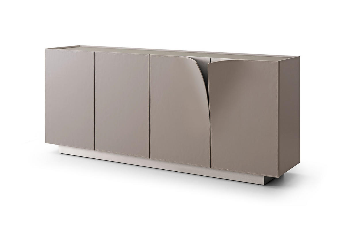 SIDEBOARD EMMA Grau Holz - Silberfarben/Weiß, Holzwerkstoff/Metall (180/78/42cm) - KAWOLA