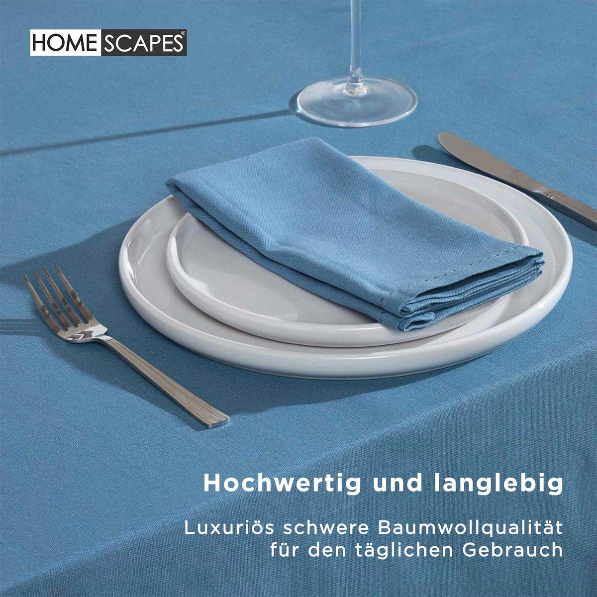 TISCHDECKE blau rund 178 cm, 100% Baumwolle - Blau, Textil (178/178cm) - Homescapes