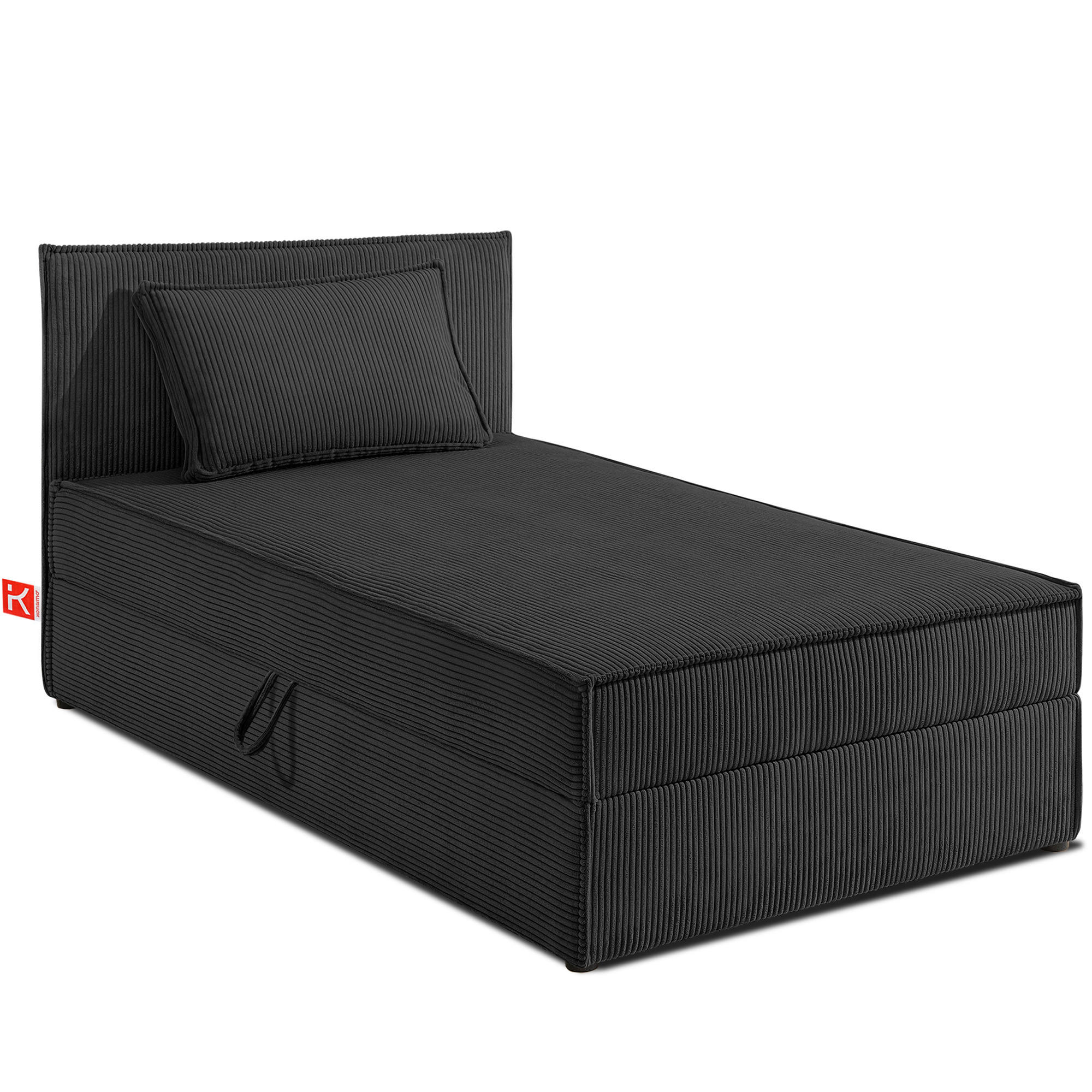 BOXSPRINGBETT ROTI Einzelbett, dunkelgrau - Dunkelgrau/Schwarz, Holz/Holzwerkstoff (80/200cm) - KONSIMO®