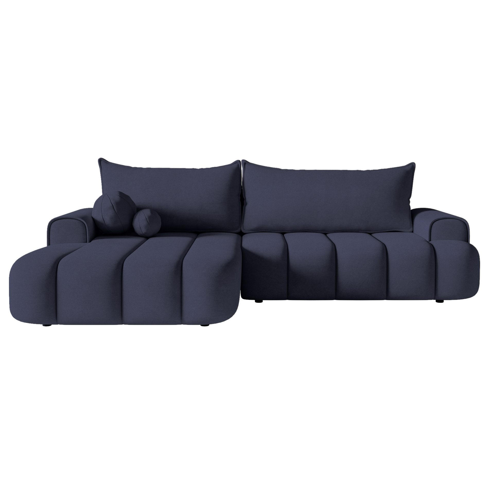 ECKSOFA Dandelino Marineblau mit Samtbezug, links - Schwarz/Dunkelblau, Kunststoff/Textil (275/168cm) - Selsey
