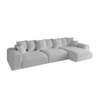 ECKSOFA Ottomane rechts ESKAR-L 364x176x84 Hellgrau Bouclé - Hellgrau/Schwarz, Holzwerkstoff/Kunststoff (176/364cm) - ALTDECOR