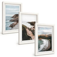 BILDER SET 3er Set - 20x30 cm Weißer Rahmen - Klippenblicke, Strandlandschaften - Weiß, Kunststoff (20/30cm) - TULUP