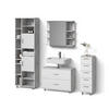 BADMÖBEL-SET Eisak Beton/Weiß 4 Teile, mit Hochschrank - Weiß/Grau, Holzwerkstoff (80/60/33cm) - Livinity®