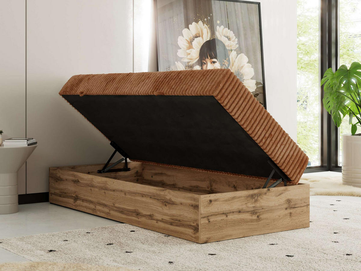 BOXBETT WOOD ZERO 90/200 - Orange Cord - H4 - Topper T25 - Orange, Textil (90/200cm) - MKS