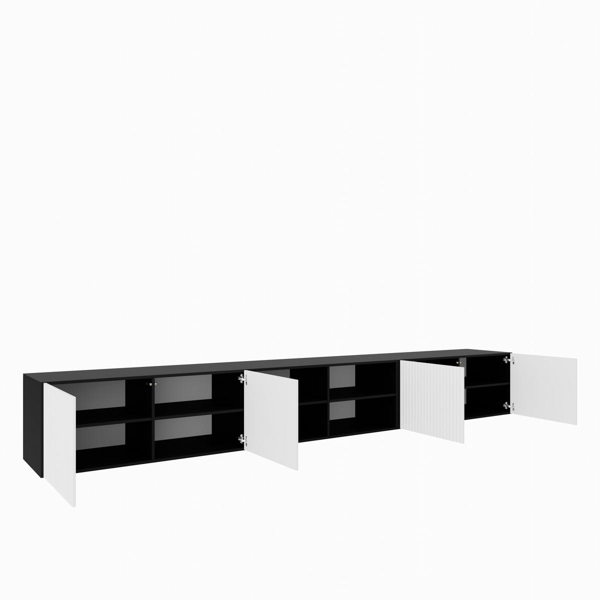 TV-SCHRANK Noe IV 300 cm, viertürig, schwarz, weiß - Schwarz/Weiß, Kunststoff (300/41/40cm) - Margaret Hadas24