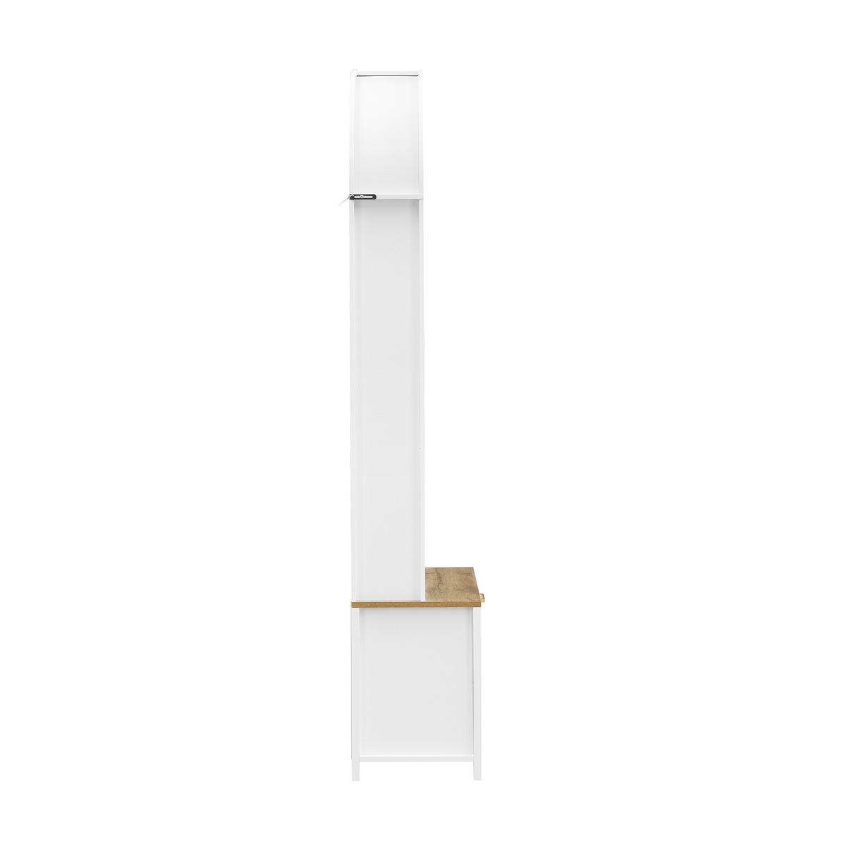 GARDEROBE-SET in Weiß mit Schuhregal und Hake für Eingangsbereich und Flur, B75/T35/H195 cm - Weiß/Naturfarben, Holzwerkstoff/Metall (75/195/35cm) - STILVORA