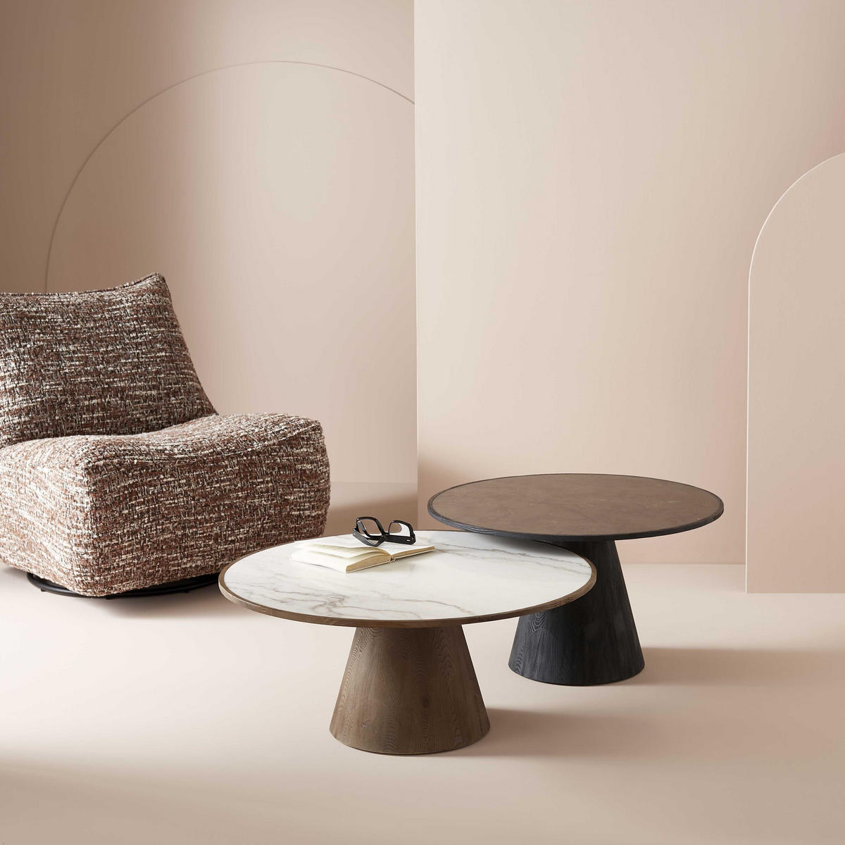 COUCHTISCH aus eiche und blaustein - mafra 70/70/40 cm - Eschefarben, Holz (78/70/40cm) - Signature