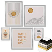 WANDBILDER 5er Set - 50x50 cm & 20x30 cm & 40x60 cm Silberner Rahmen - Herbstfarben Seerosenteich - Silberfarben, Kunststoff (40/60cm) - ArtPrintCave