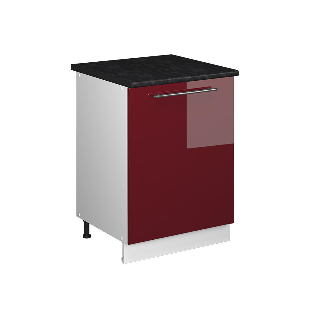 KÖKSUNDERSKÅP Fame-Line, Bordeaux högblank/Vit, 60 cm 1 dörr med bänkskiva Bordeaux, Vit 82/60/60 cm
