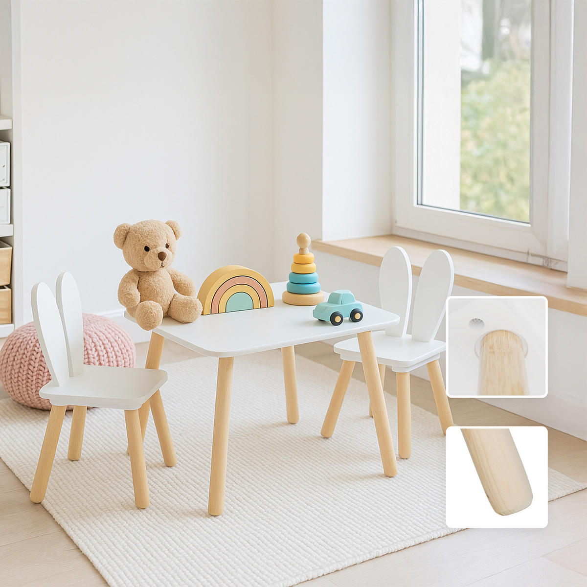 KINDERSITZGRUPPE - Weiß, Holz/Holzwerkstoff (50/44/50cm) - Relaxdays