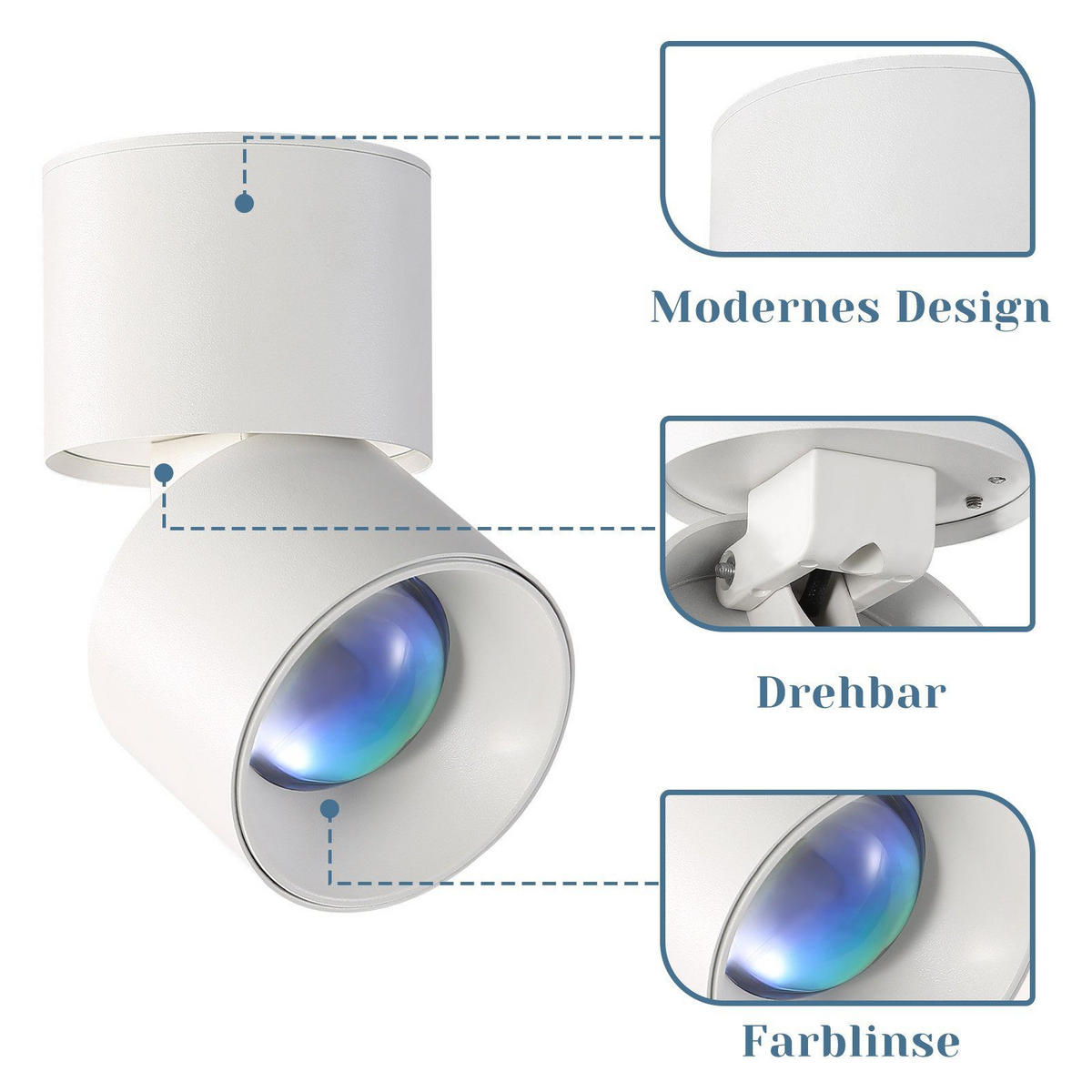 LED-DECKENLEUCHTE Lisa 10/7/10 cm - Weiß, Metall (10/7/10cm) - Nettlife