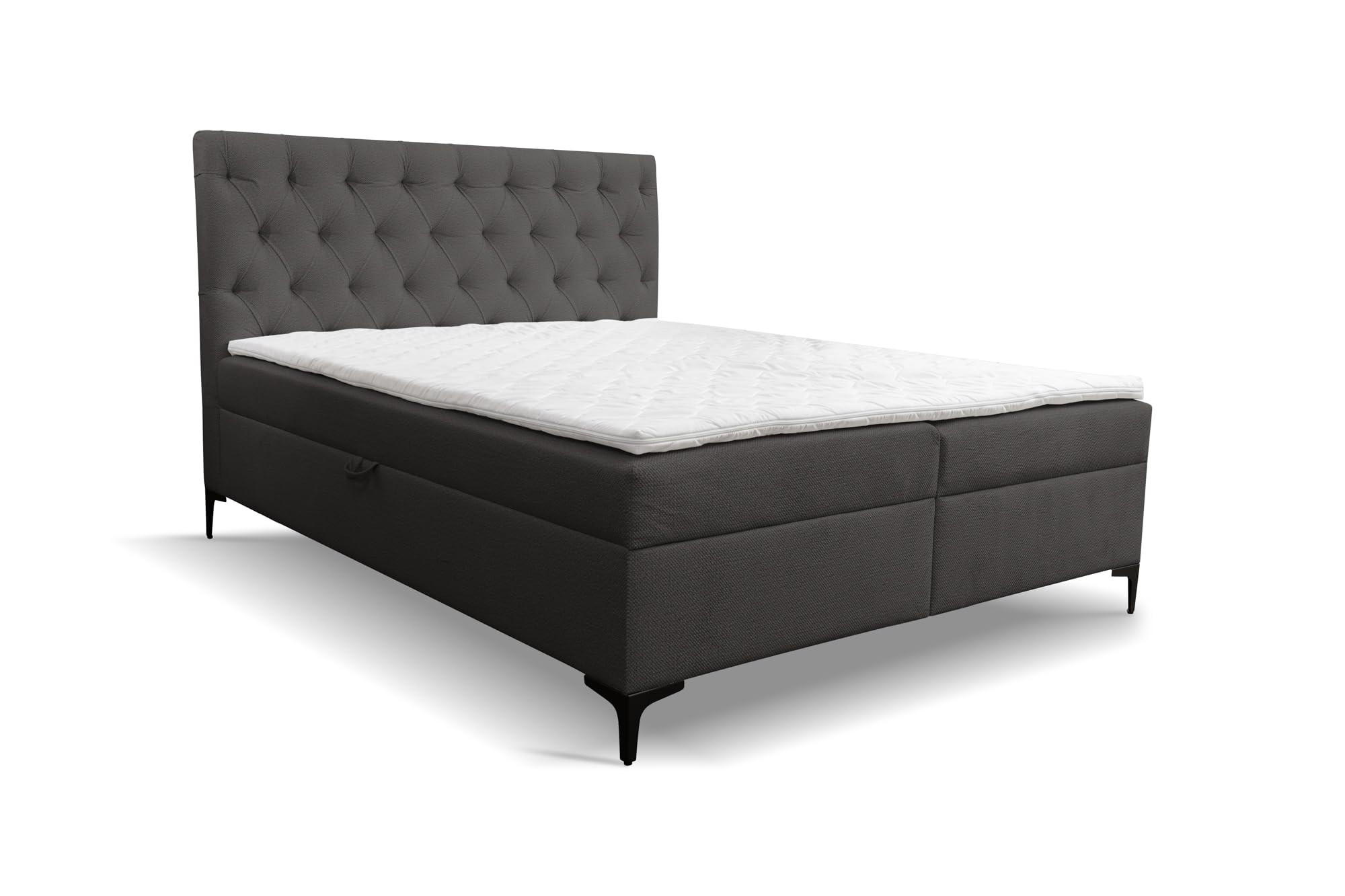 BOXBETT CLIPSO mit zwei Bettkästen H2/H3 Matratze 160 x 200 cm - Dunkelgrau, Holzwerkstoff (160/200cm) - VENASI MÖBEL