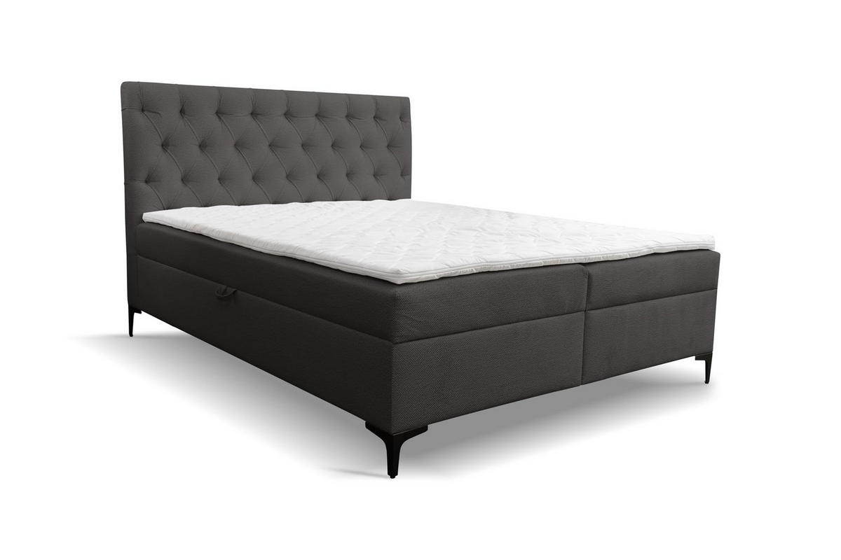 BOXBETT CLIPSO mit zwei Bettkästen H2/H3 Matratze 140 x 200 cm - Dunkelgrau, Holzwerkstoff (140/200cm) - VENASI MÖBEL