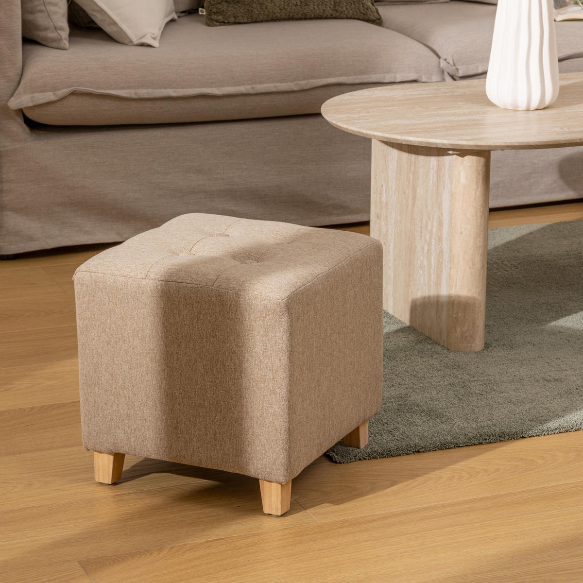 POUF auf Beinen Leandre 35/35/35 cm - Beige, Holzwerkstoff (35/35/35cm) - Atmosphera Createur d´interieur