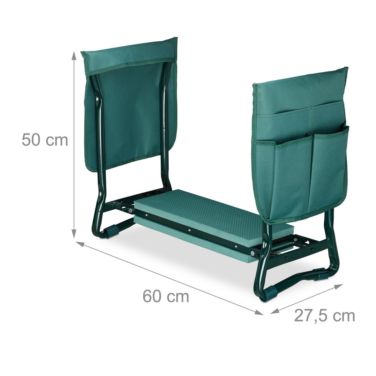 KNIEBANK - Grün, Textil/Metall (60/50/27.5cm) - Relaxdays