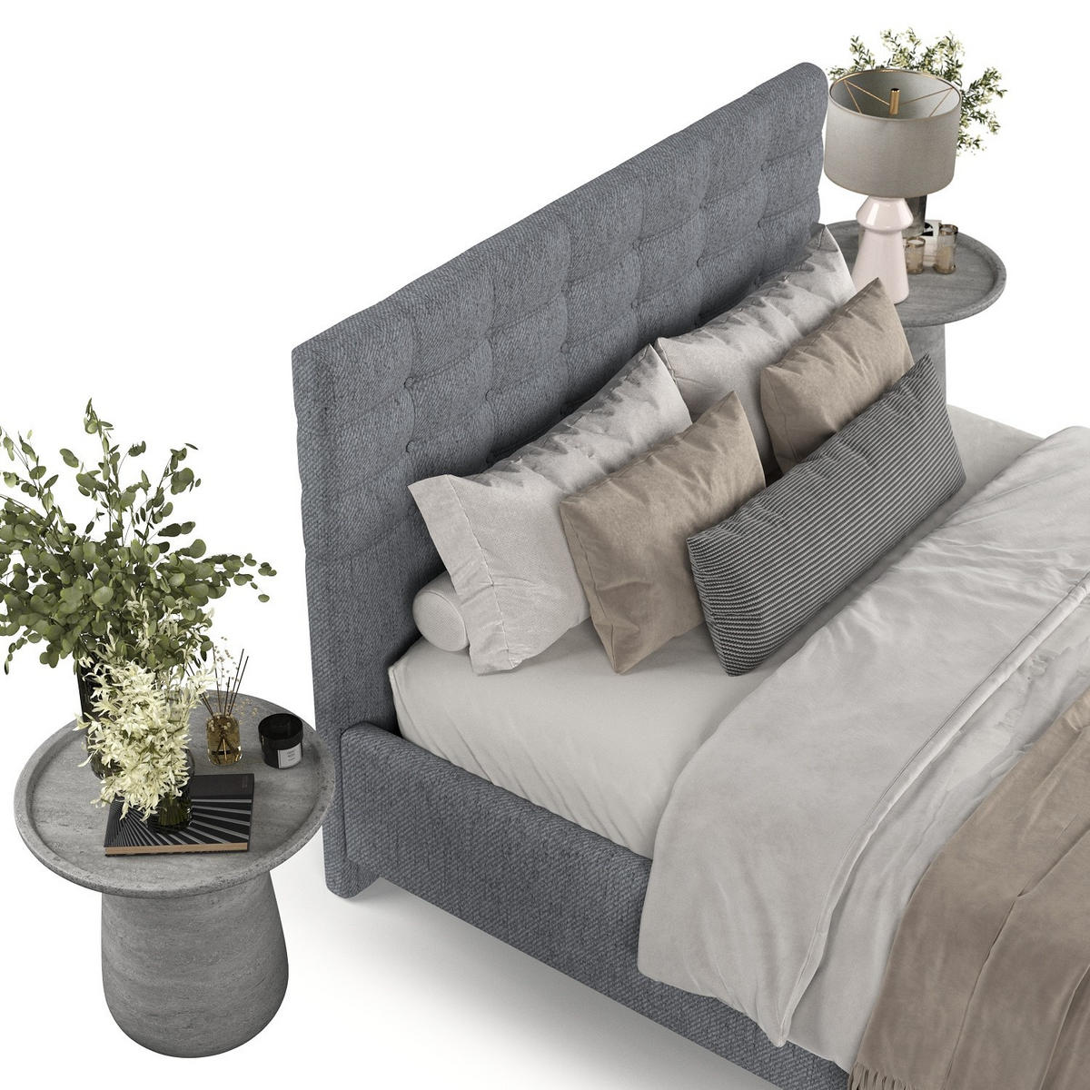 POLSTERBETT Soma 120/200 cm Grau im Neve Stoff - Naturfarben/Grau, Holz/Holzwerkstoff (120/200cm) - AltaBeds