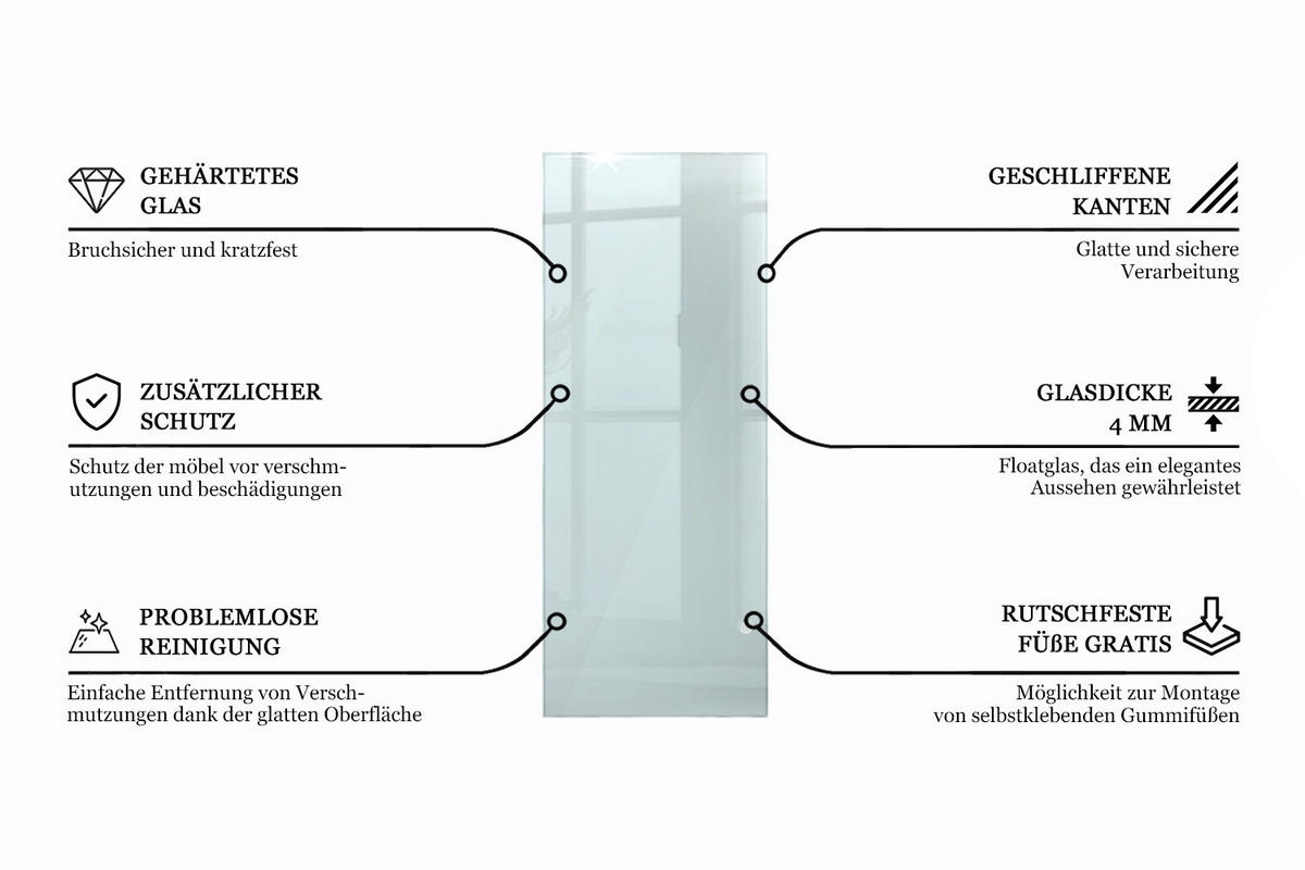 TISCHPLATTE 125x50 cm - Transparent, Glas (70/100/0.4cm) - Wallfluent
