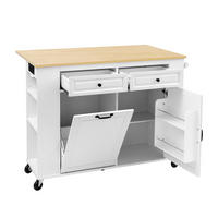 KÜCHENINSEL 120/40-70/92 cm aus MDF mit ausklappbarer Arbeitsplatte Weiß/Natur - Weiß, Holzwerkstoff (120/92/70cm) - Modenvie